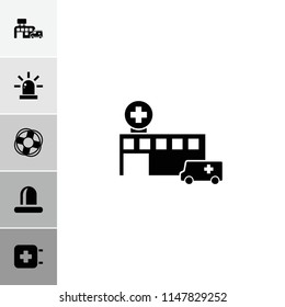 Rescue icon. collection of 6 rescue filled icons such as siren, hospital, lifebuoy. editable rescue icons for web and mobile.