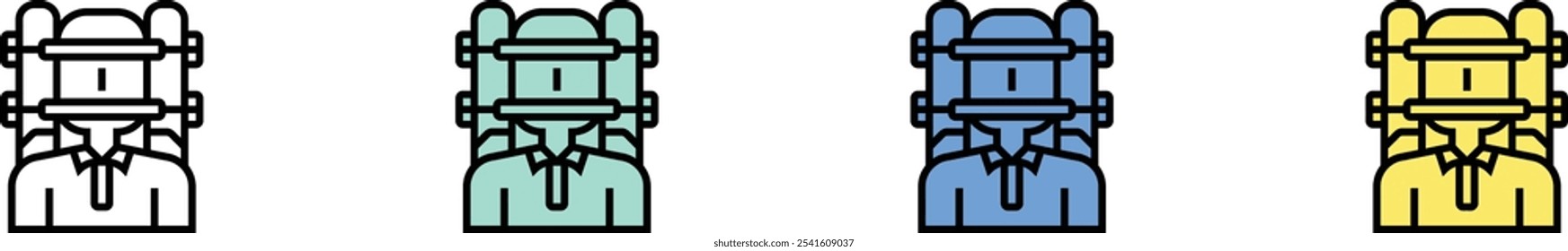 rescue icon. Outline, Green, Blue and Yellow Style Design Isolated On White Background