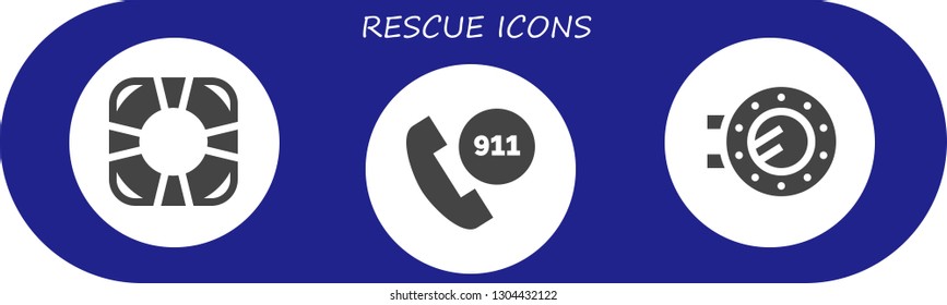 rescue icon set. 3 filled rescue icons.  Simple modern icons about  - Lifesaver, Emergency call, Porthole