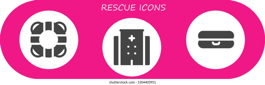 rescue icon set. 3 filled rescue icons.  Simple modern icons about  - Lifebuoy, Hospital, Float