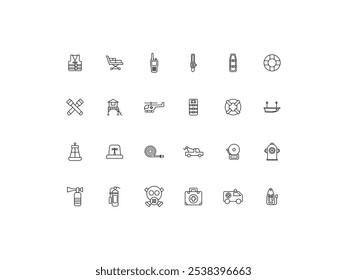 Rescue icon set, design, vector illustration