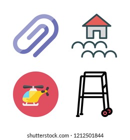 rescue icon set. vector set about flood, helicopter, walker and attach icons set.