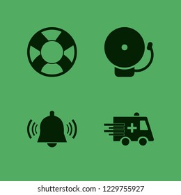 rescue icon. rescue vector icons set ambulance car, lifebuoy and school bell