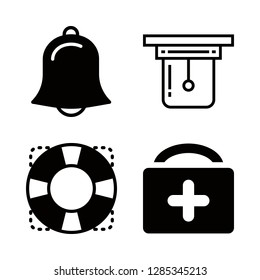 rescue icons set with first aid handbag, help and siren vector set