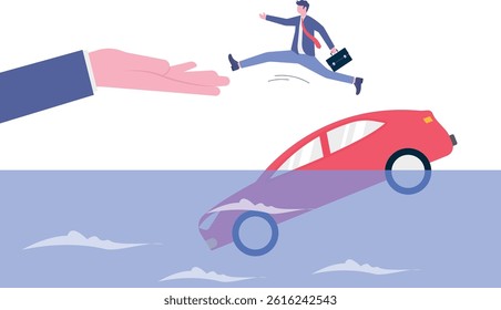 Rescue an imminently drowning driver, This is a set of business illustrations



