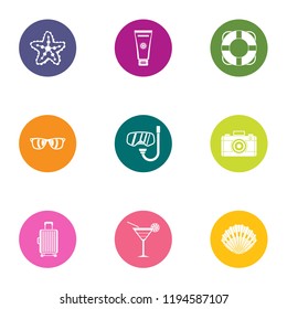 Rescue kit icons set. Flat set of 9 rescue kit vector icons for web isolated on white background