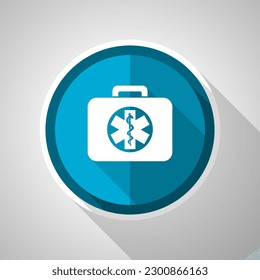Rescue kit symbol, flat design vector blue icon with long shadow