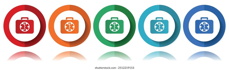 Kit de resgate de ícones vetoriais, conjunto de ícone plano para design de logotipo, webdesign e aplicações móveis, coleção de botões coloridos da Web em eps 10