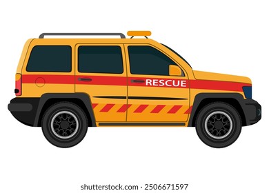 rescue lifeguard car vehicle flat style vector illustration isolated on white background