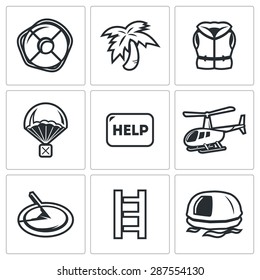 Rescue operation icons set. Vector Illustration.Isolated Flat Icons collection on a white background for design