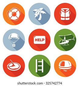 Rescue operation icons set. Vector Illustration.