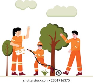 The Rescue Operation Team Illustration