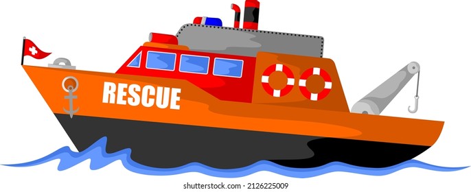 rescue patrol boat vector illustration