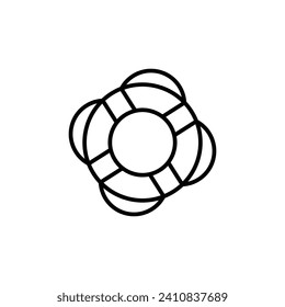 Rescue Ring Line Icon. Emergency Floatation Device Icon in Black and White color.