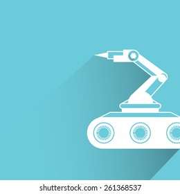 rescue robot on blue background, flat and shadow theme