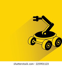 rescue robot on yellow background, flat and shadow theme