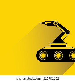 rescue robot on yellow background, flat and shadow theme