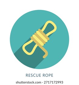 Cuerda De Rescate Redondeada Icono De Color Plano Mini Ilustración, Uso Para El Concepto Moderno, Impresión, Ui, Ux Kit, Web Y Desarrollo De App. Vector Relacionado Con Bomberos, Rescate Y Más