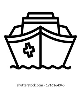 Rescue ship icon. Outline rescue ship vector icon for web design isolated on white background