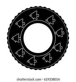 Rescue swimming circle.Summer rest single icon in black style vector symbol stock illustration.