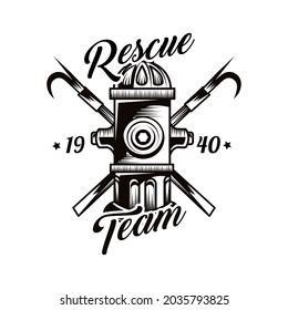insignia del equipo de rescate con hidrante