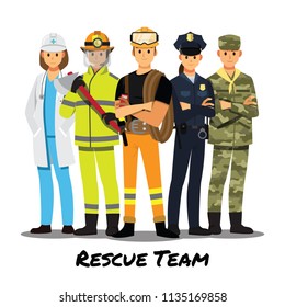 rescue team ,Vector illustration cartoon character.