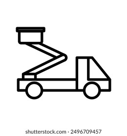 rescue truck basket icon linear logo mark in black and white