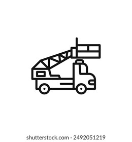 rescue truck basket icon outline collection in black and on white background