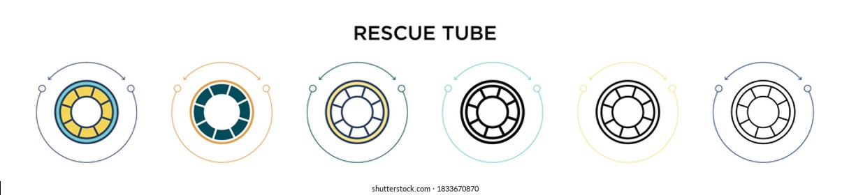 Rescue tube icon in filled, thin line, outline and stroke style. Vector illustration of two colored and black rescue tube vector icons designs can be used for mobile, ui, web