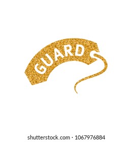 Rescue tube icon in gold glitter texture. Sparkle luxury style vector illustration.