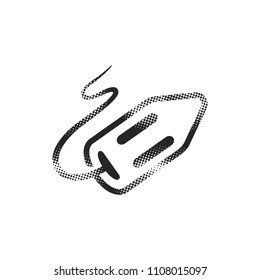 Rescue tube icon in halftone style. Black and white monochrome vector illustration.