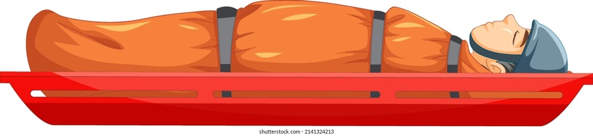 Rescue using stretcher on white background illustration