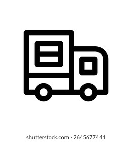 Rettungsfahrzeug. Bearbeitbares Strichvektorsymbol.