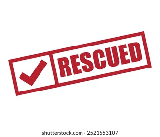 rescued label, rescue symbol icon isolated on white bg.	
