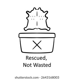 Rescued, Not Wasted – Fabric Bin Representing Upcycled Resources hand drawn icon