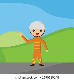 rescueman on the way - vector - illustration