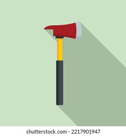 Rescuer axe icon flat vector. Fire badge. Firefighter department
