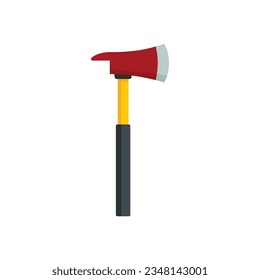 Rescuer axe icon flat vector. Fire badge. Firefighter department isolated