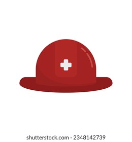 Rescuer helmet icon flat vector. Fireman hat. Rescue fighter isolated