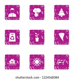 Rescuing nation icons set. Grunge set of 9 rescuing nation vector icons for web isolated on white background