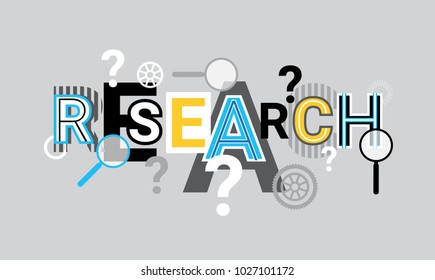 Research Analysis Creative Word Over Abstract Geometric Shapes Background Web Banner Vector Illustration