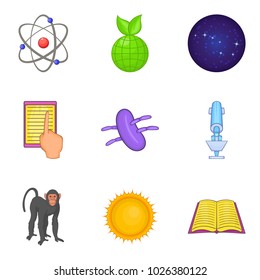 Research analysis icons set. Cartoon set of 9 research analysis vector icons for web isolated on white background