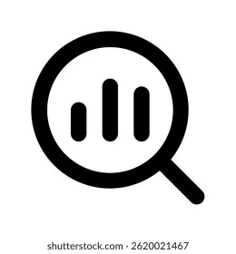 Research Analysis Vetor for Science and Business Use (em inglês). Lupa com símbolos de dados para exploração e investigação