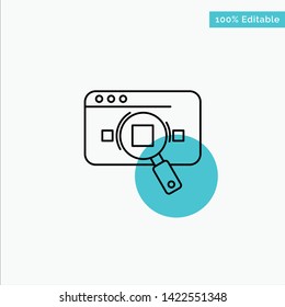 Research, Analytic, Analytics, Data, Information, Search, Web turquoise highlight circle point Vector icon