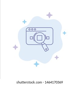 Research, Analytic, Analytics, Data, Information, Search, Web Blue Icon on Abstract Cloud Background. Vector Icon Template background