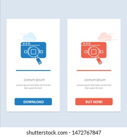 Research, Analytic, Analytics, Data, Information, Search, Web  Blue and Red Download and Buy Now web Widget Card Template