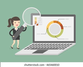 Investigación y análisis. Ilustración de dibujos animados de concepto empresarial