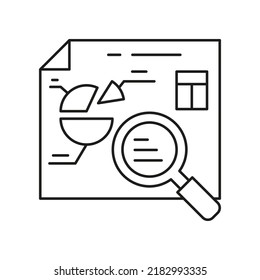 Icono de línea de concepto de investigación y análisis. Ilustración de elemento simple. Investigación, análisis de diseño de símbolos de esquema de esquema desde el conjunto de negocios. Se puede usar para web y móvil con fondo blanco