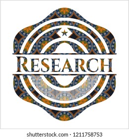 Research arabic style emblem. Arabesque decoration.