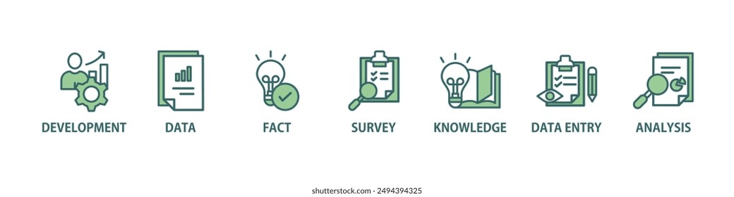 Research banner web icon vector illustration concept with icon of analysis, data, survey, development, fact, knowledge and data entry